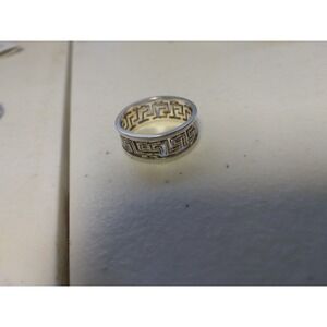 A 925 Sterling Silver Band Ring Greek Key Design 7 mm Size 6